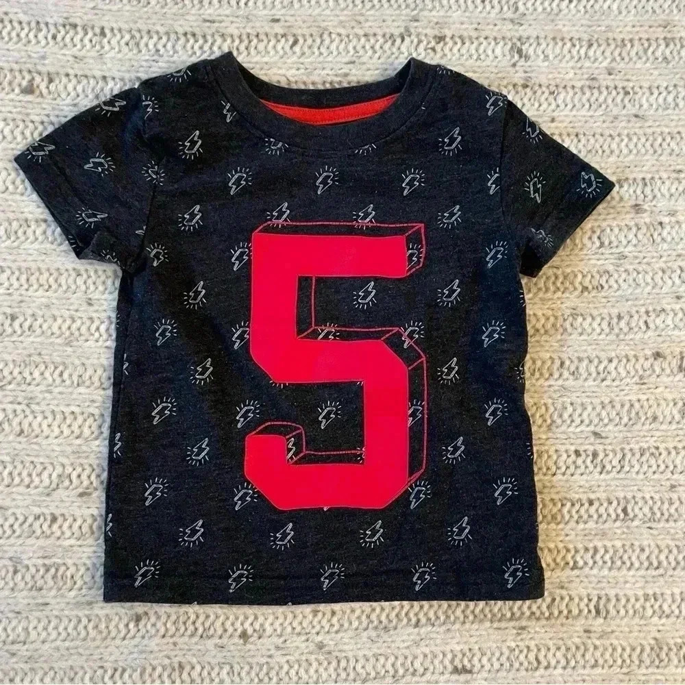 Cat & Jack‎ 9-12 months red and grey lightning shirt​